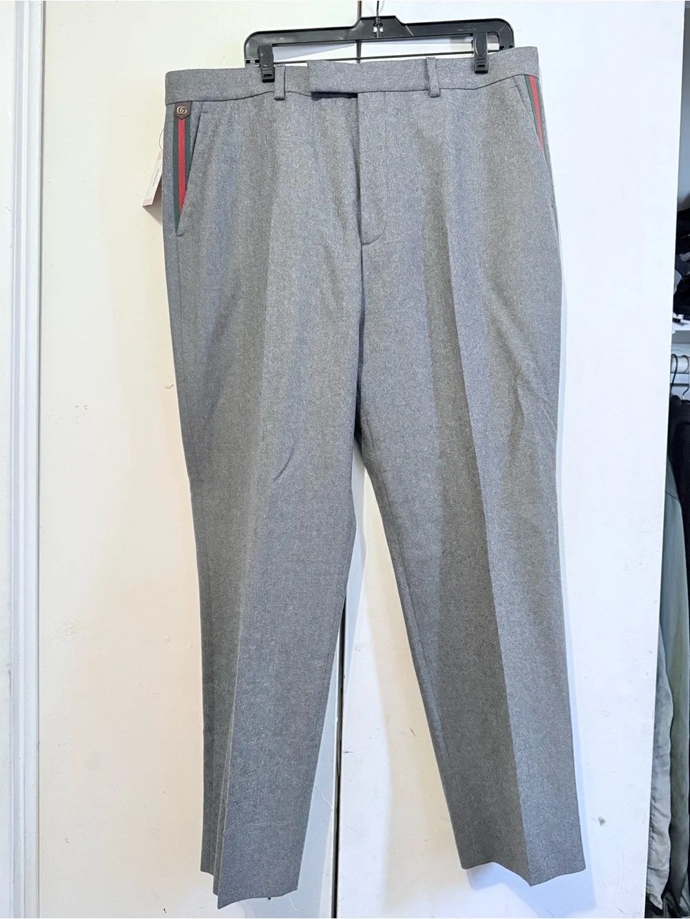 Gucci Classic Men's Gray Dress Pants with Subtle Side Stripe